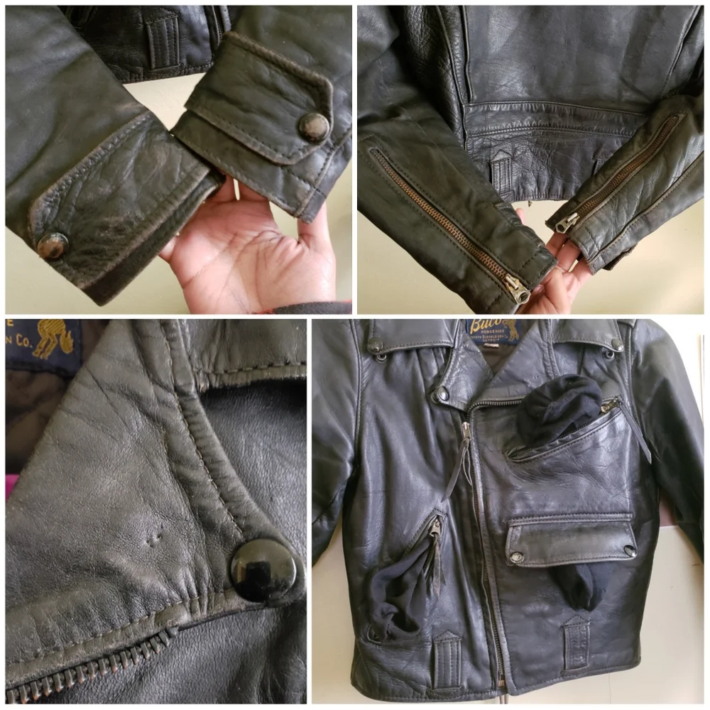 1950s Horsehide Leather Jacket Moto Biker XXS